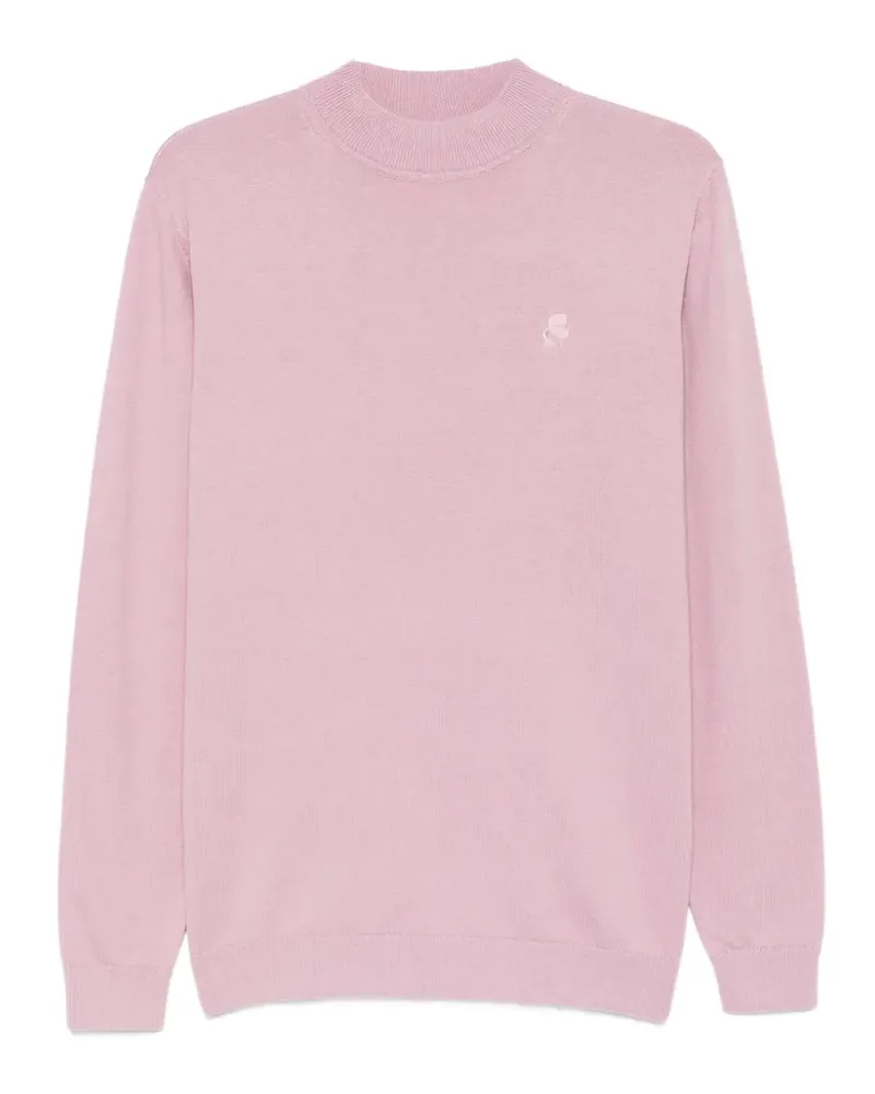 Karl Lagerfeld logo-patch ribbed-trim sweater - Rosa Rosa