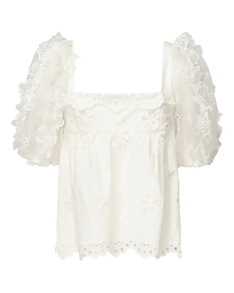 For Love and Lemons Besticktes Oberteil mit Puffärmeln - Nude Nude