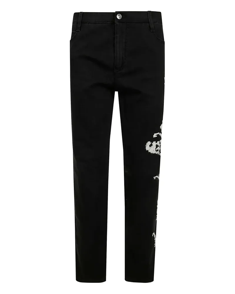 Ermanno Scervino Jeans mit Blumenstickerei - Schwarz Schwarz
