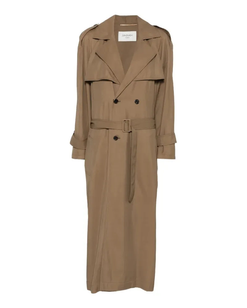 Saint Laurent double-breasted belted trench coat - Braun Braun