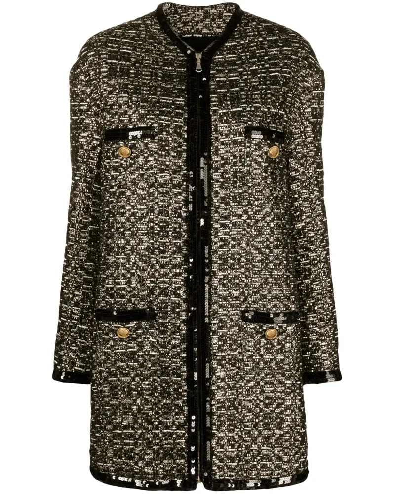 Giambattista Valli Metallische Tweed-Baseballkappe - Schwarz Schwarz