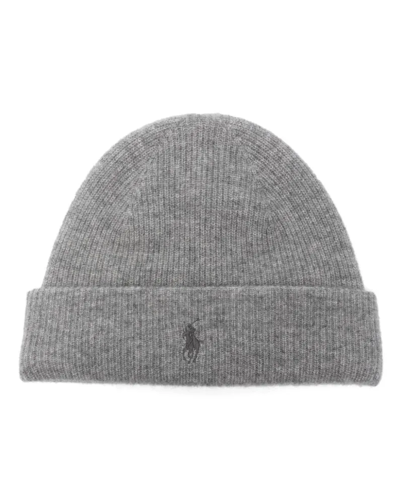 Ralph Lauren Kaschmirmütze mit Polo Pony - Grau Grau