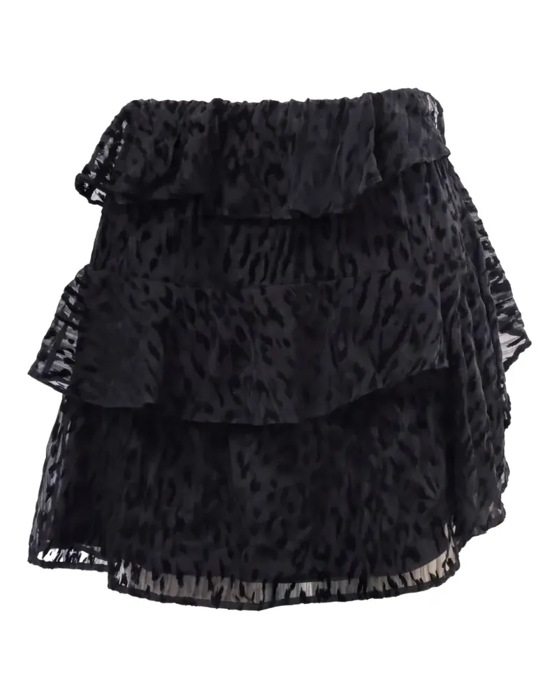 IRO Gestufter Minck mit beflocktem Leoparden-Print - Schwarz Schwarz