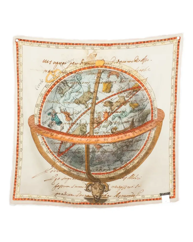 Faliero Sarti Little World Map map-graphic scarf - Nude Nude