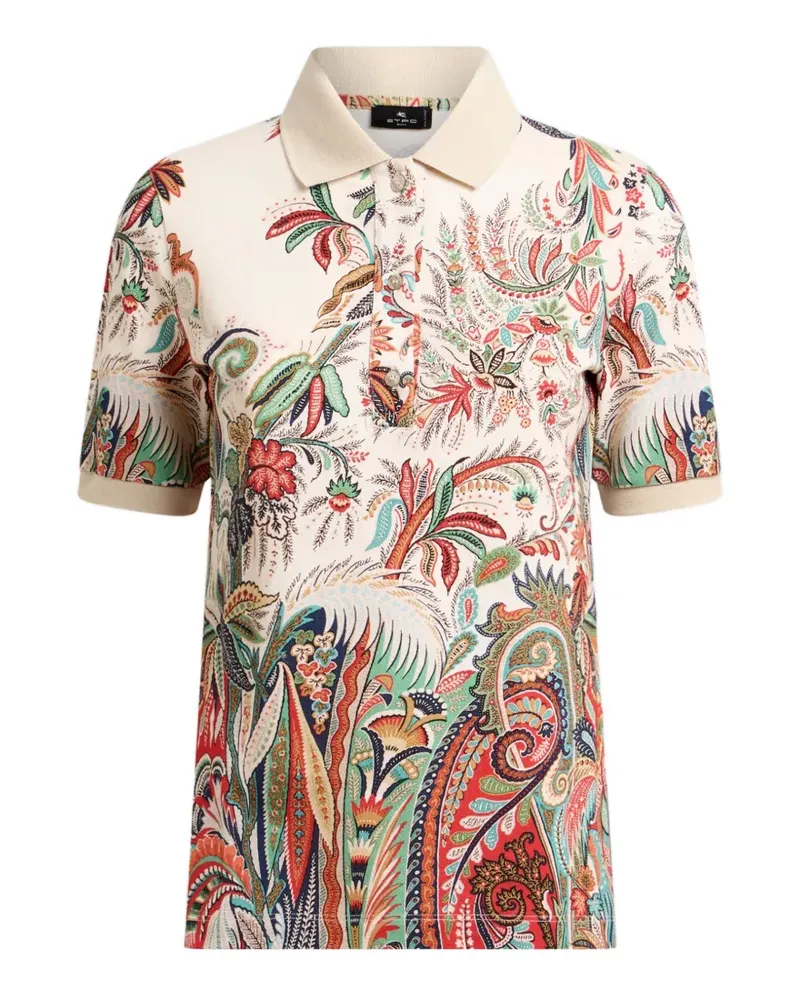 Etro cotton paisley-motif polo shirt - Nude Nude