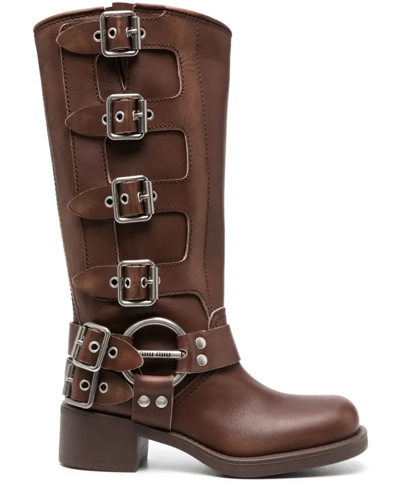 Miu Miu Stivali Schnürstiefel - Braun Braun