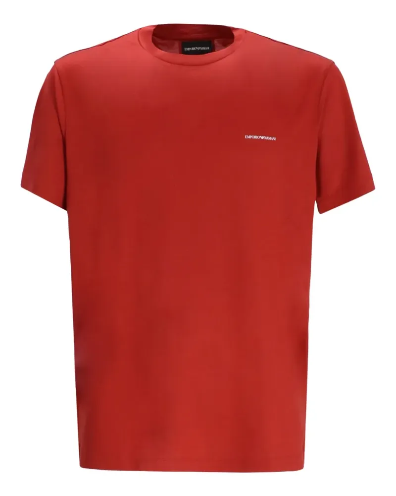 Emporio Armani T-Shirt mit Logo-Stickerei - Rot Rot