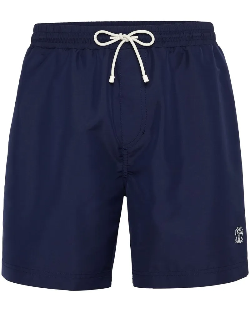 Brunello Cucinelli Badeshorts mit Logo-Stickerei - Blau Blau