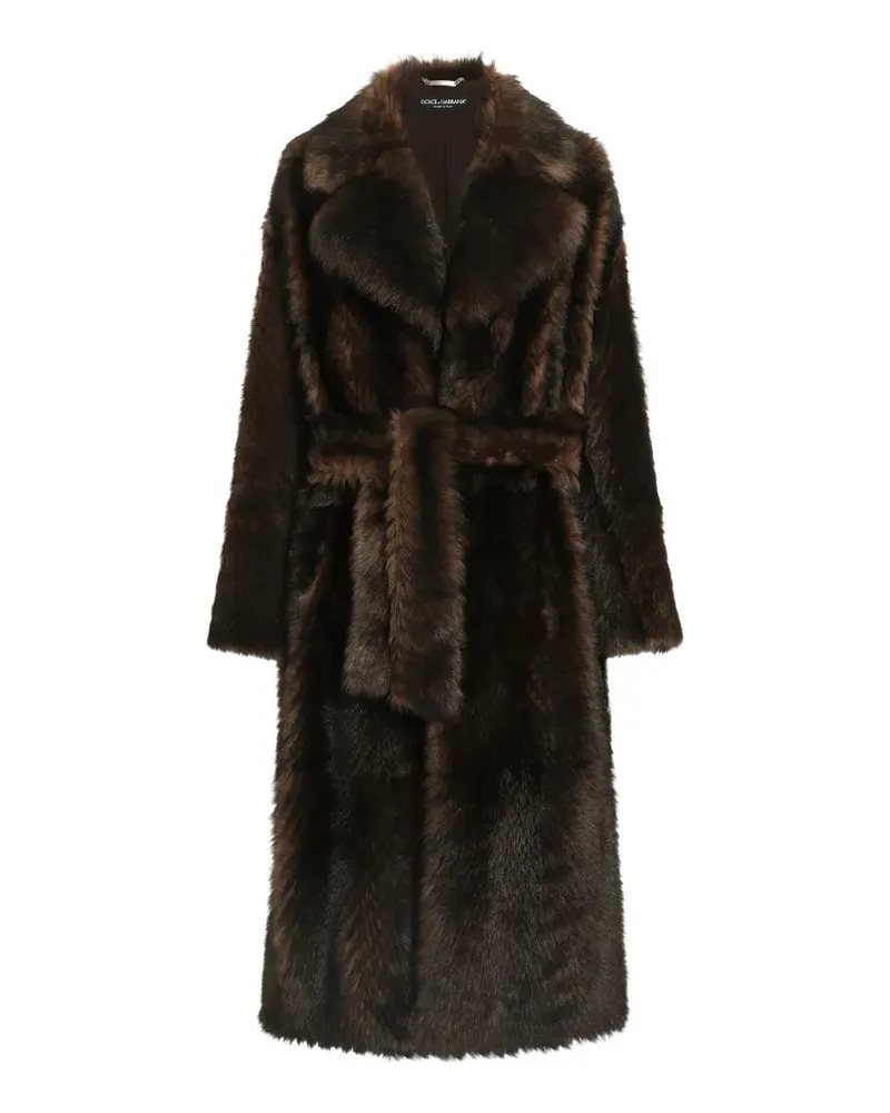 Dolce & Gabbana Einreihiger Shearling-Mantel - Braun Braun