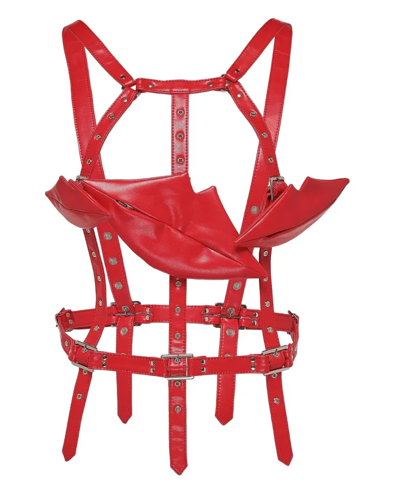Noir Kei Ninomiya Harness-Top mit Lippendetail - Rot Rot