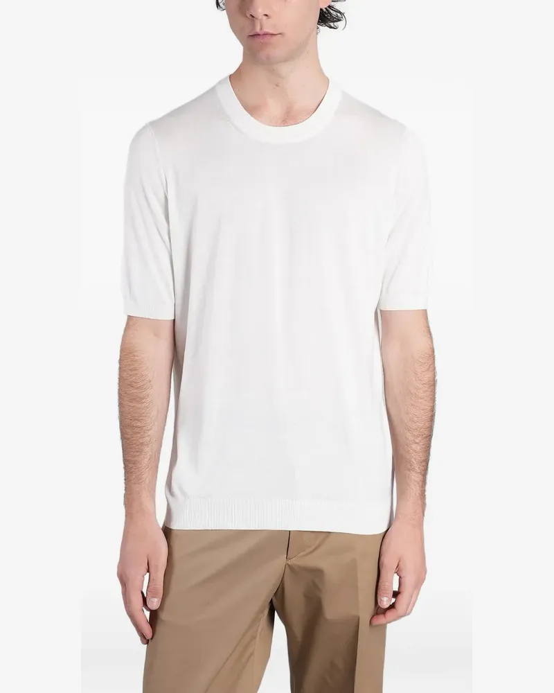 Tagliatore Josh T-Shirt mit geripptem Saum - Weiß Weiß