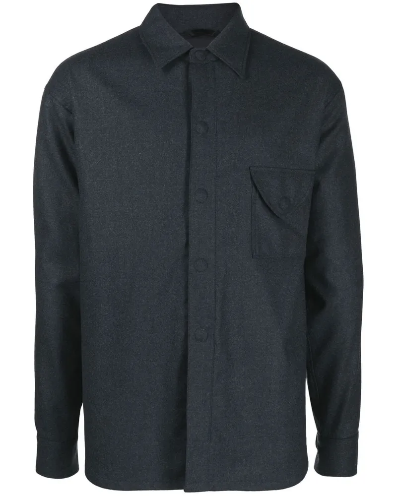 Giorgio Armani Hemdjacke aus Wolle - Blau Blau