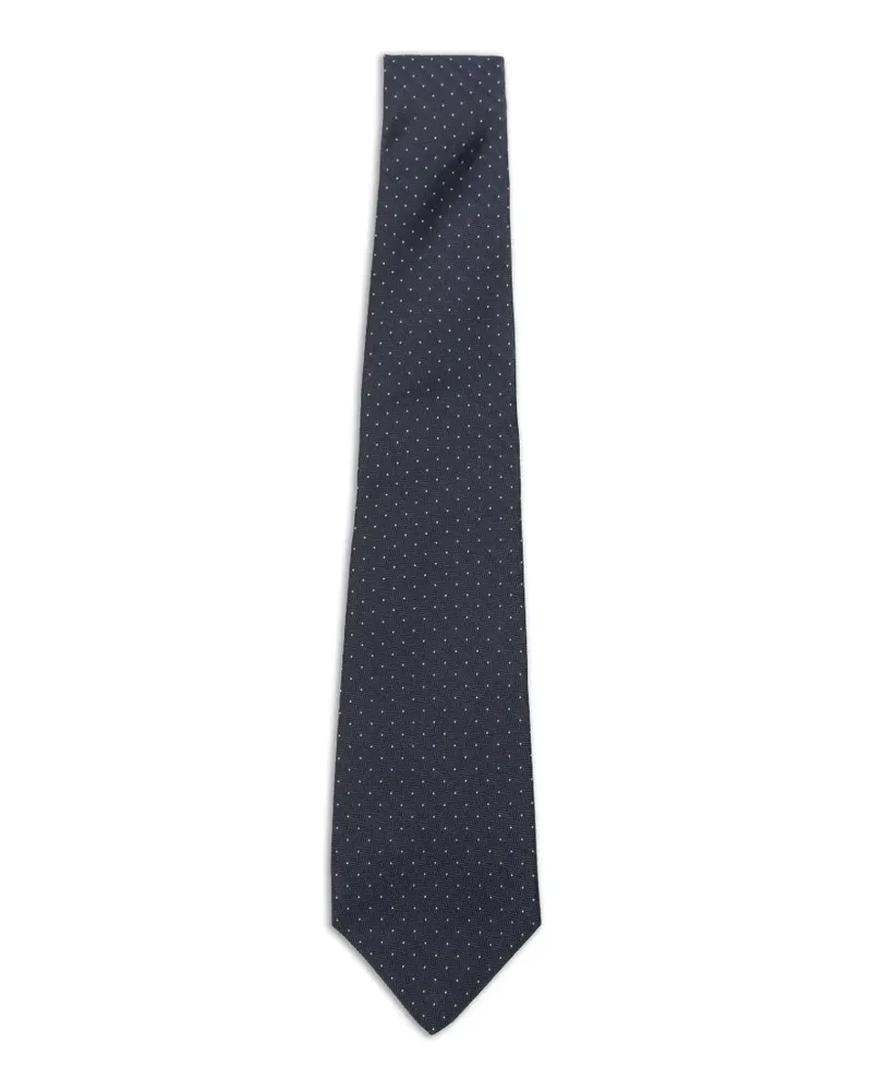 Kiton polka-dot herringbone-pattern tie - Blau Blau