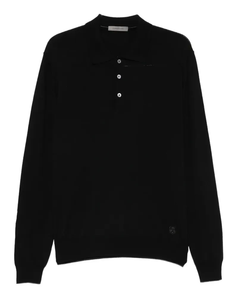 Corneliani Langärmeliges Poloshirt - Schwarz Schwarz