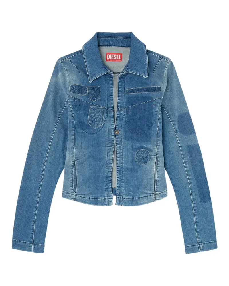 Diesel one-button denim shirt with patch effects - Blau Blau