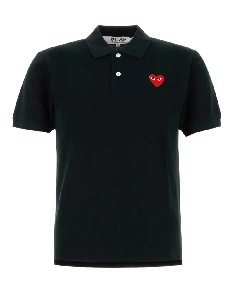 Comme des Garçons heart-patch piqué polo shirt - Schwarz Schwarz