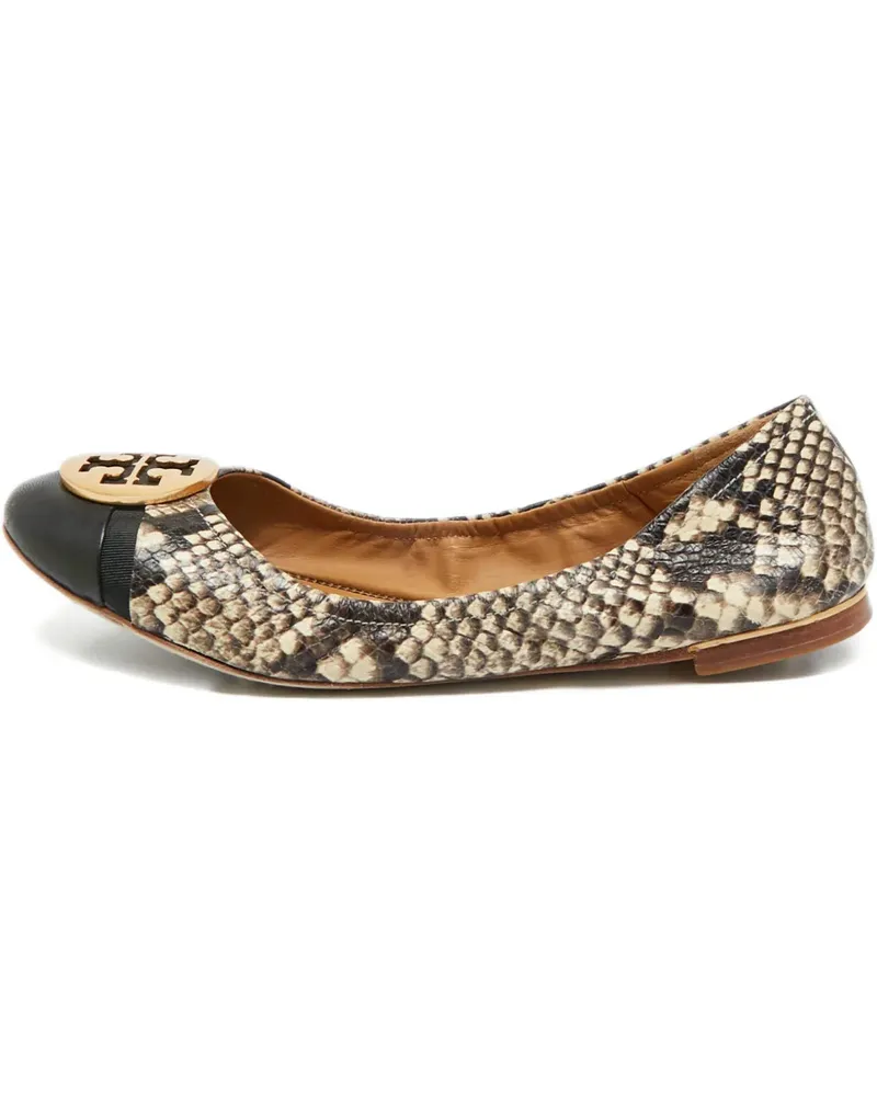 Tory Burch Minnie Ballerinas mit Python-Prägung - Nude Nude