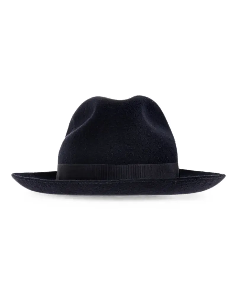 Giorgio Armani grosgrain-trim fedora hat - Blau Blau