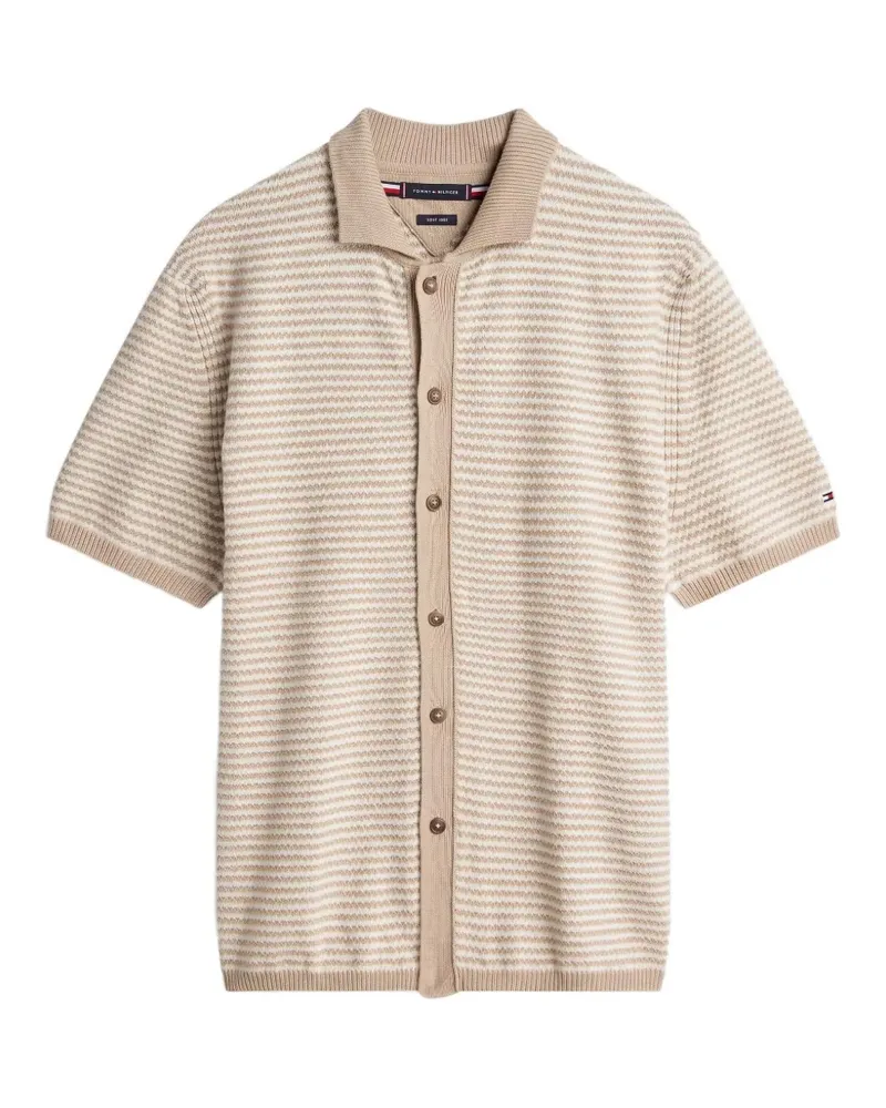 Tommy Hilfiger knitted-texture button-up polo shirt - Nude Nude