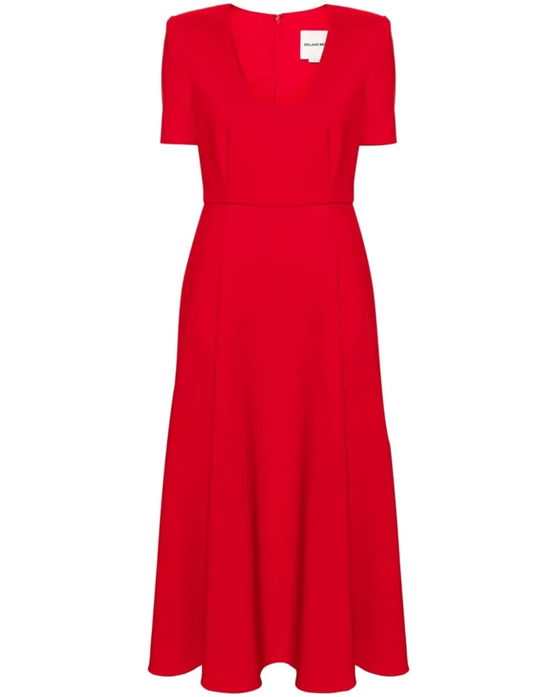 Roland Mouret Krepp-Midikleid in A-Linie Rot