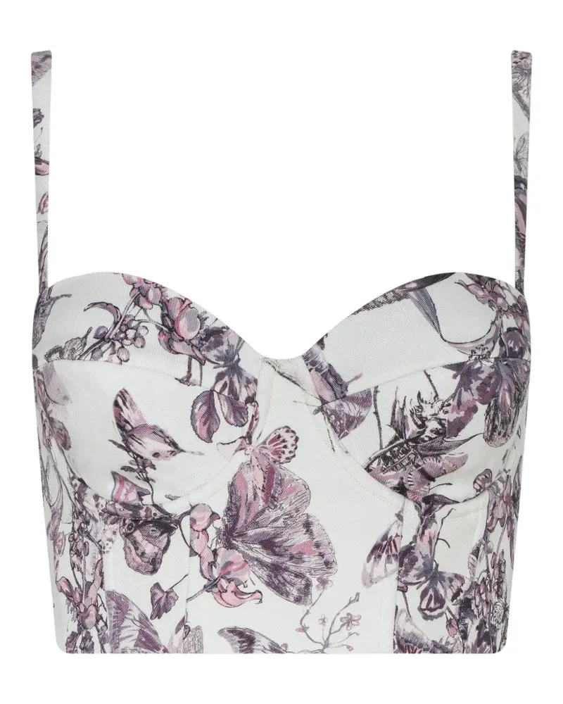 L'Agence Sonya Bluse mit Schmetterling-Print - Weiß Weiß
