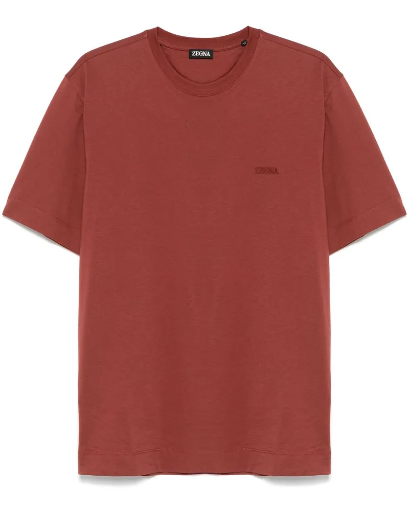 Ermenegildo Zegna T-Shirt mit Logo-Stickerei - Rot Rot