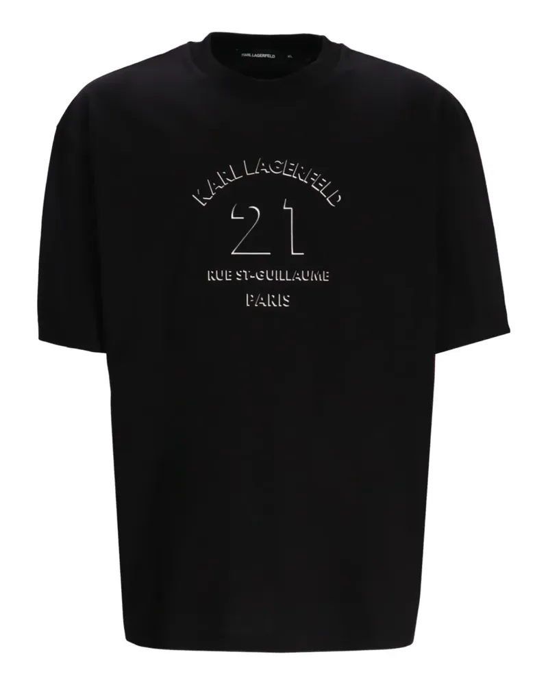 Karl Lagerfeld T-Shirt mit Paris-Stickerei - Schwarz Schwarz