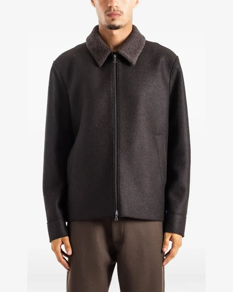 Harris Wharf London Golf bouclé-collar pressed-wool jacket - Braun Braun