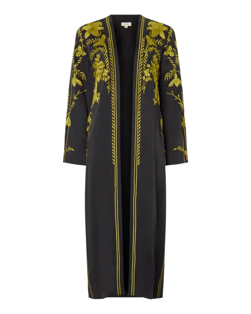 Temperley London Thisbe floral-embroidered coat - Schwarz Schwarz