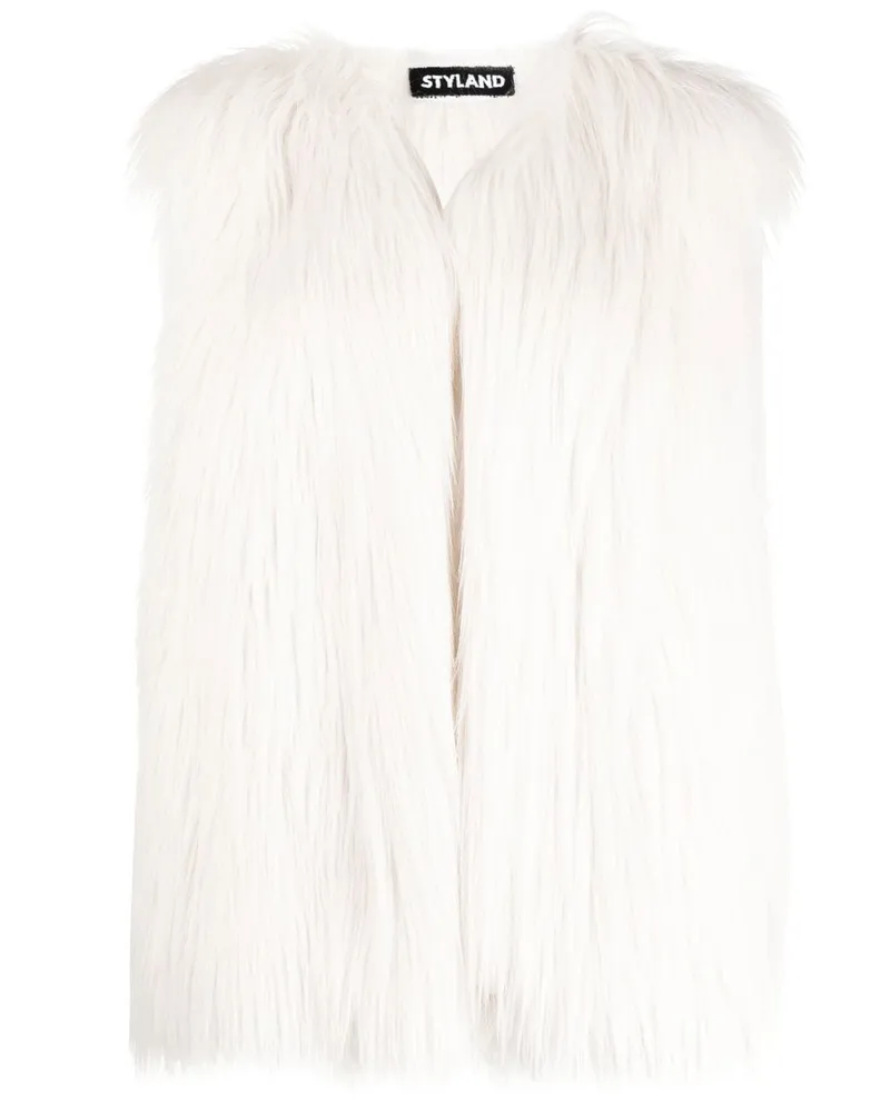 STYLAND Weste mit Faux Fur - Weiß Weiß