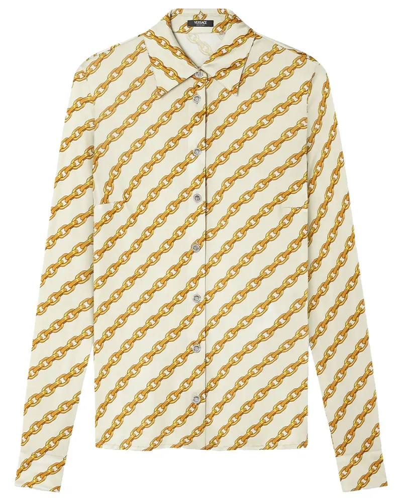 Versace Hemd mit Chain Stripes-Print - Gold Gold