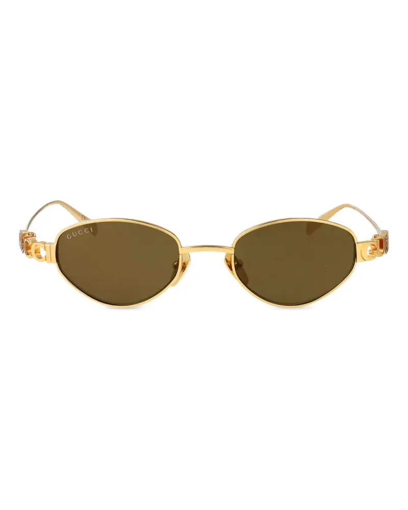 Gucci Sonnenbrille mit ovalem Gestell - Gold Gold