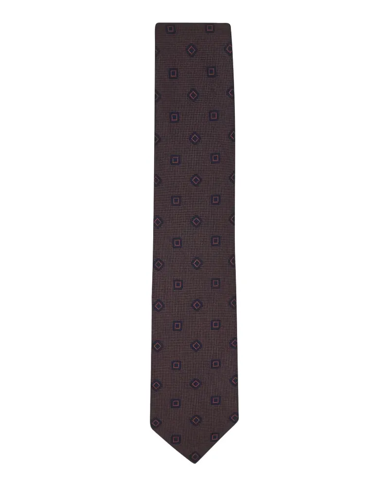 Brioni Geometrisch gemusterte Seidenkrawatte - Braun Braun