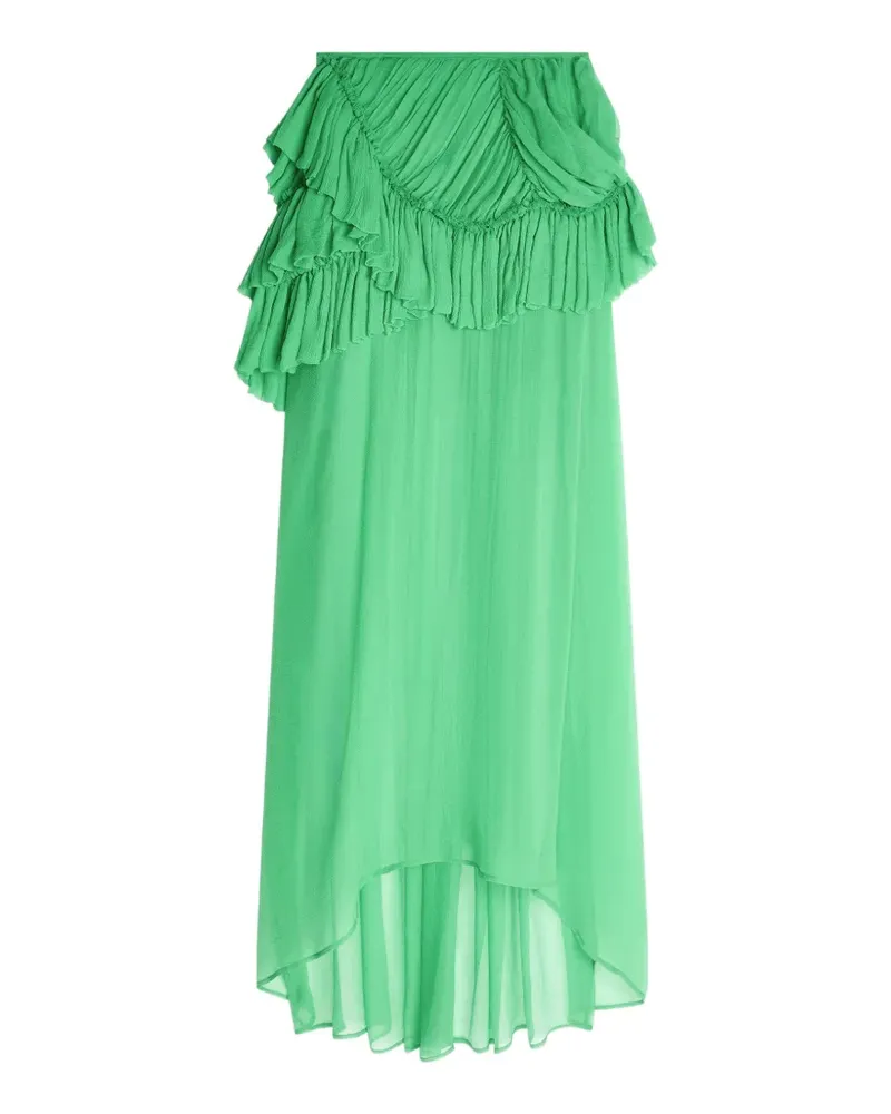 Dries van Noten Seidenhemd mit Rüschen - Grün Grün