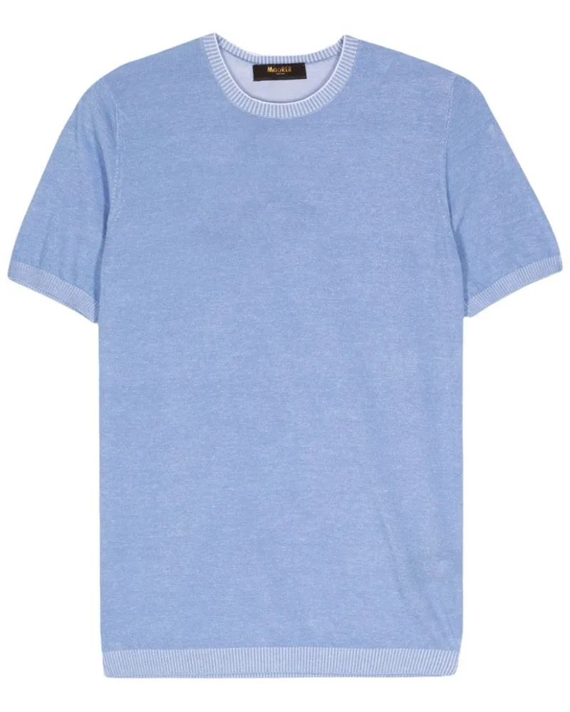 MOORER Kurzärmeliger Jude-VCR Pullover - Blau Blau
