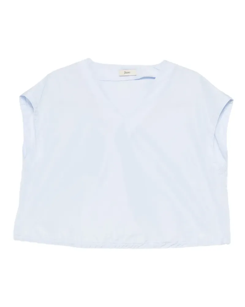 Herno drawstring-hem V-neck top - Blau Blau