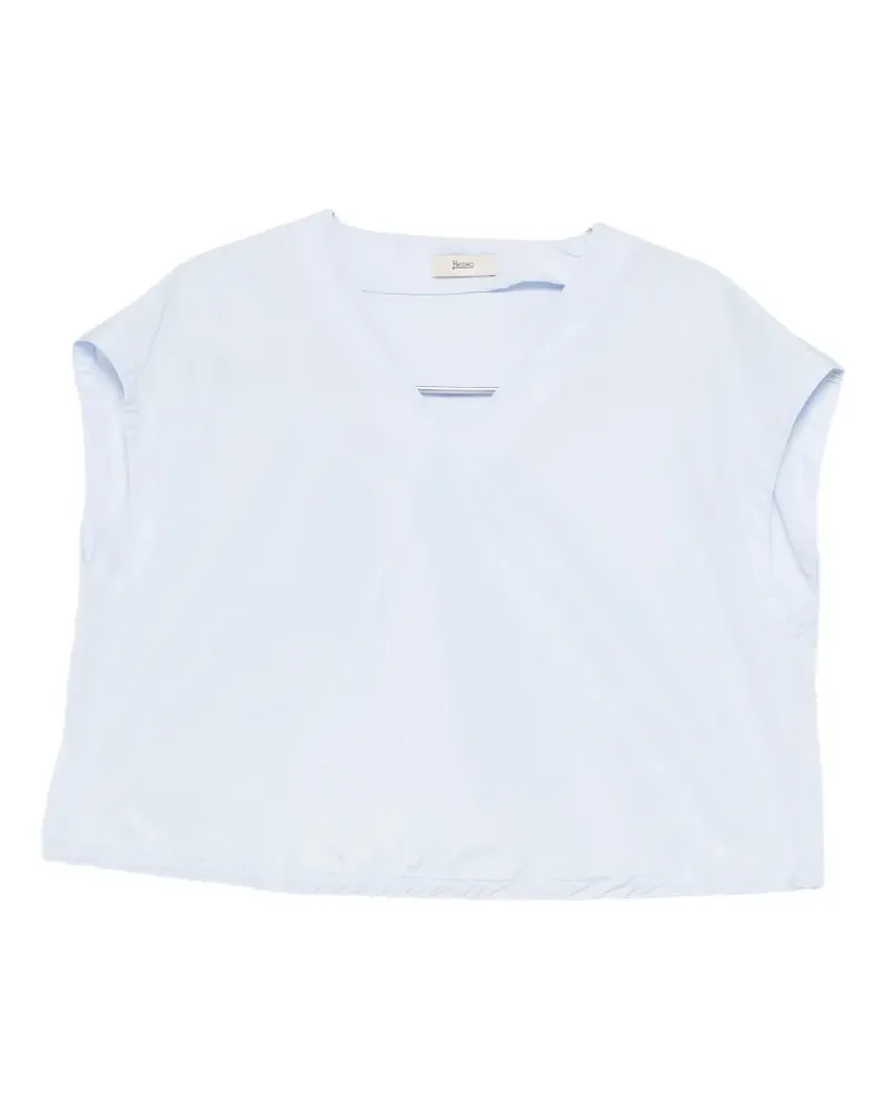 Herno drawstring-hem V-neck top - Blau Blau