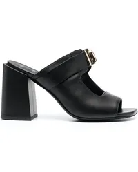 Furla Mules mit Logo-Schild Schwarz