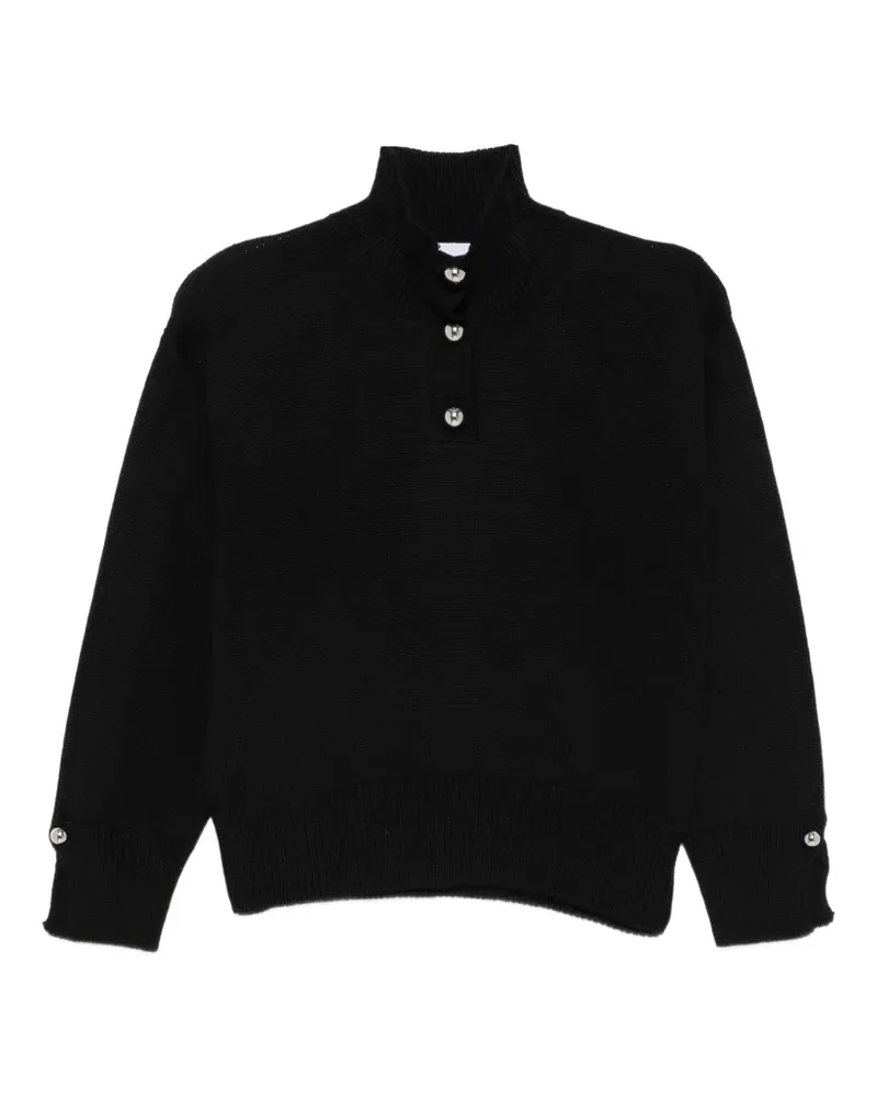 Alpha Studio button-up wool sweater - Schwarz Schwarz
