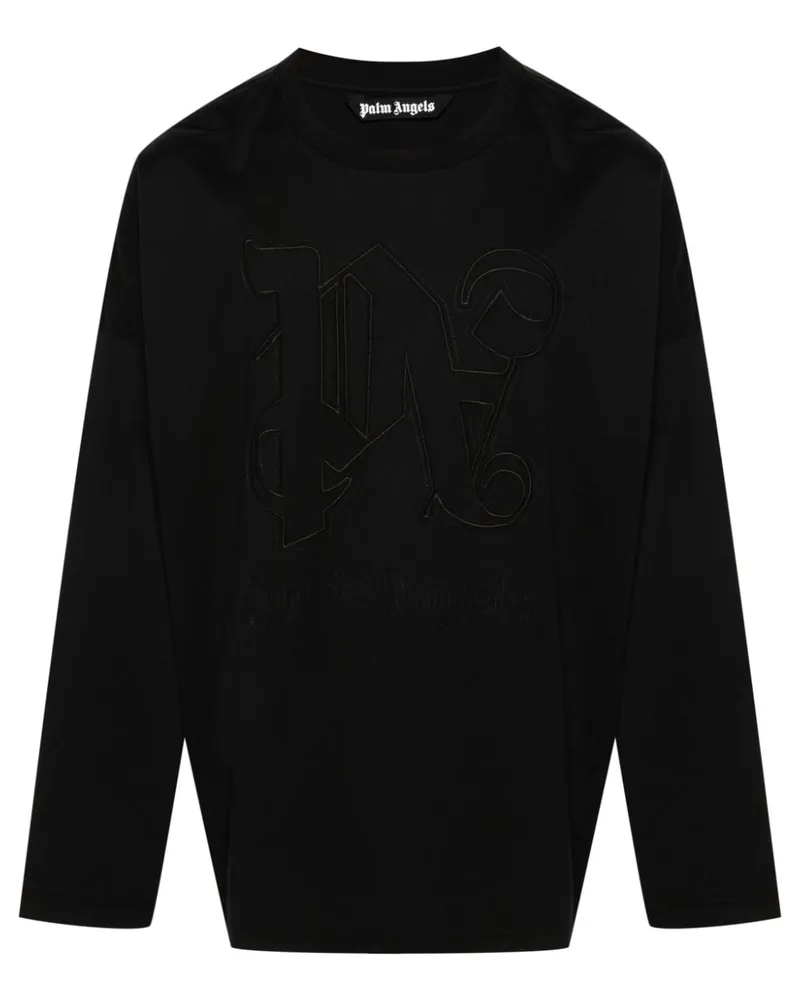 Palm Angels T-Shirt mit Monogramm-Stickerei - Schwarz Schwarz