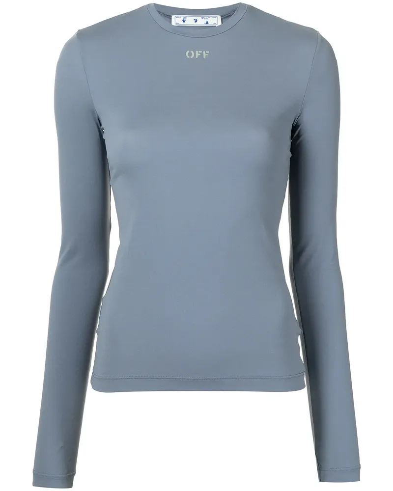 OFF-WHITE Langarmshirt mit Print - Blau Blau