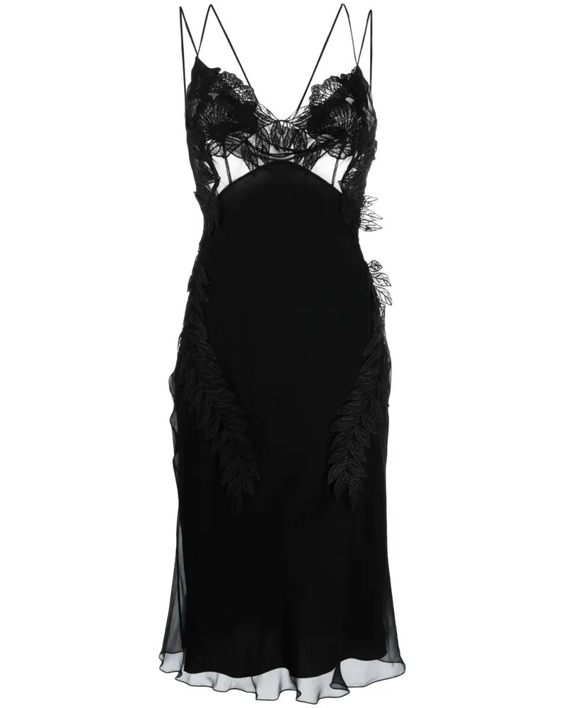 Alberta Ferretti Midikleid aus Seide - Schwarz Schwarz