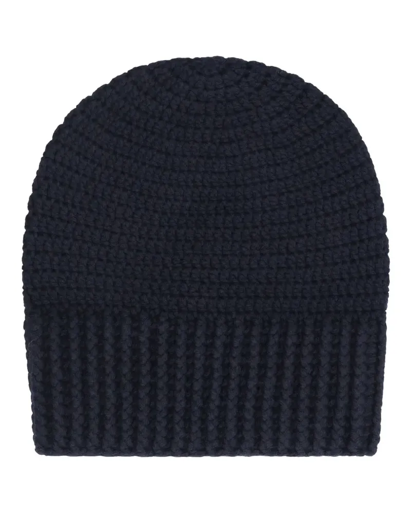 Malo Beanie aus Häkelstrick - Schwarz Schwarz