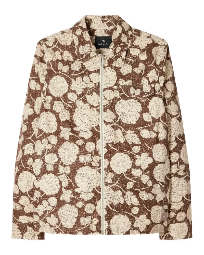 Paul Smith Perforated Floral Jacke mit Reißverschluss - Braun Braun
