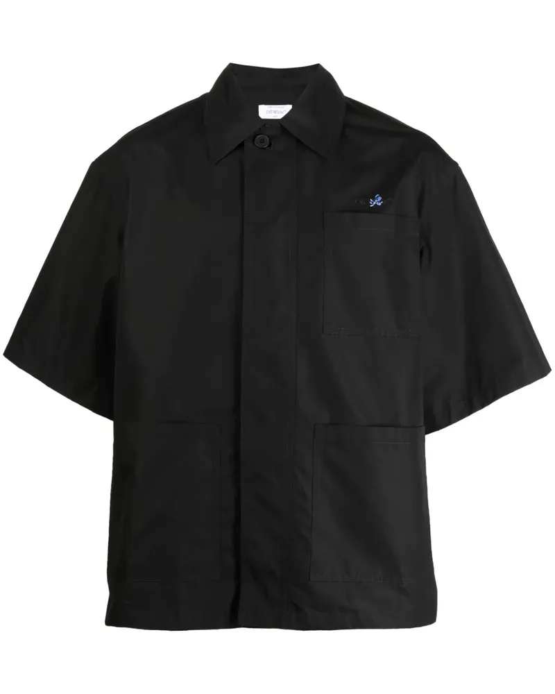 OFF-WHITE Hemd mit Logo-Stickerei - Schwarz Schwarz