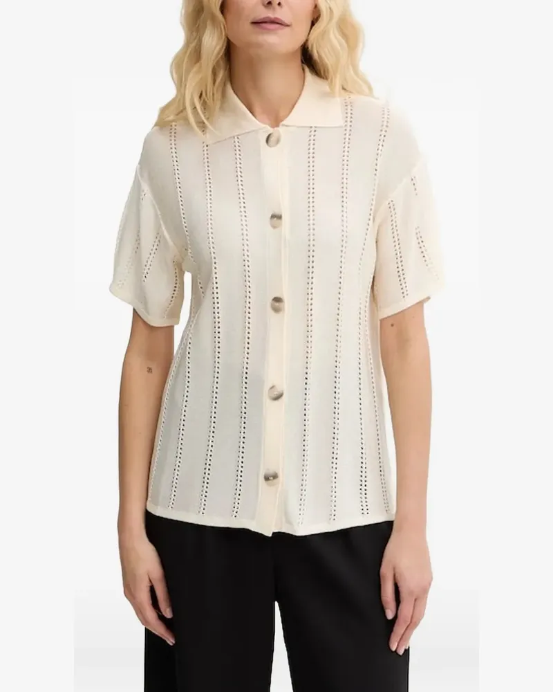MARELLA pointelle-knit button-down shirt - Nude Nude