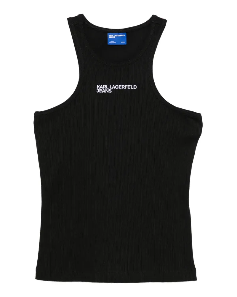 Karl Lagerfeld logo-print ribbed-knit top - Schwarz Schwarz
