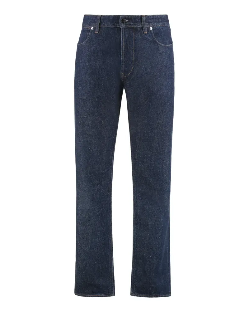 Stone Island logo-patch straight-leg cotton jeans - Blau Blau