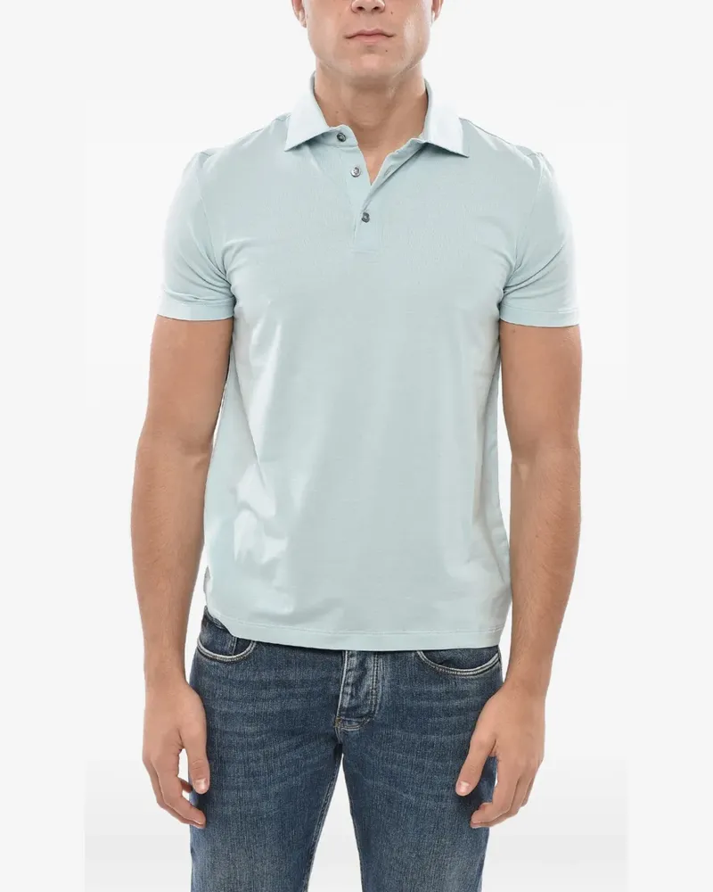 Malo Kurzärmeliges Button-down-Poloshirt - Blau Blau