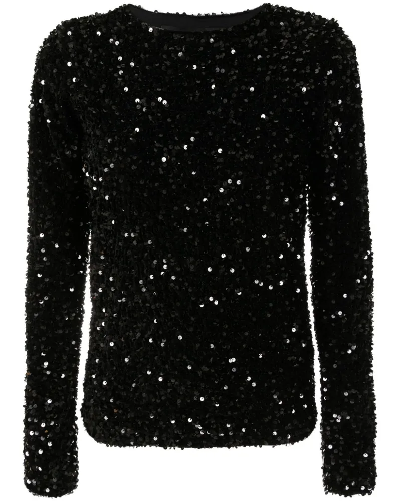 Gloria Coelho Langarmshirt mit Pailletten - Schwarz Schwarz